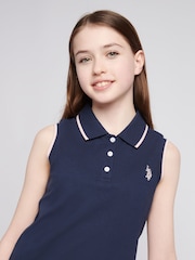 U.S. Polo Assn. Blue Girls Sleeveless Polo Shirt - Image 2 of 7