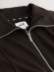 self. Chocolate Brown Full Zip Modal Jacket - Image 10 of 10