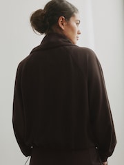 self. Chocolate Brown Full Zip Modal Jacket - Image 2 of 10