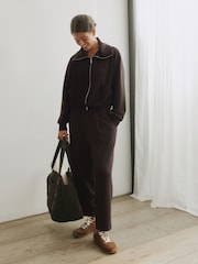 self. Chocolate Brown Full Zip Modal Jacket - Image 3 of 10