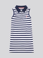 U.S. Polo Assn Blue Girls Striped Sleeveless Polo Dress - Image 1 of 3
