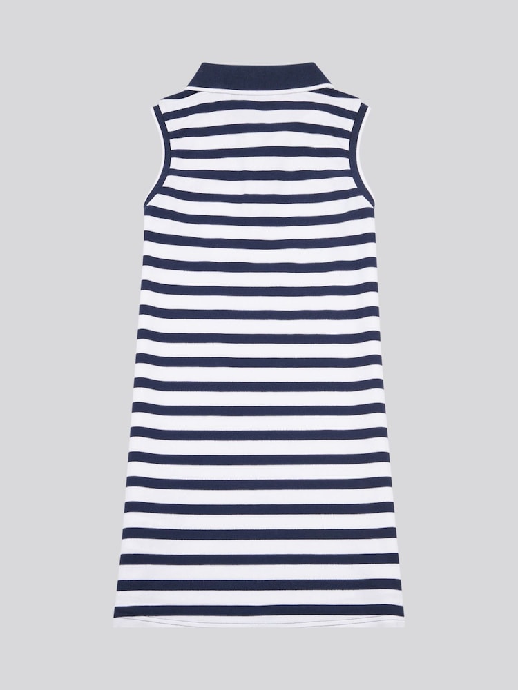 U.S. Polo Assn Blue Girls Striped Sleeveless Polo Dress - Image 2 of 3