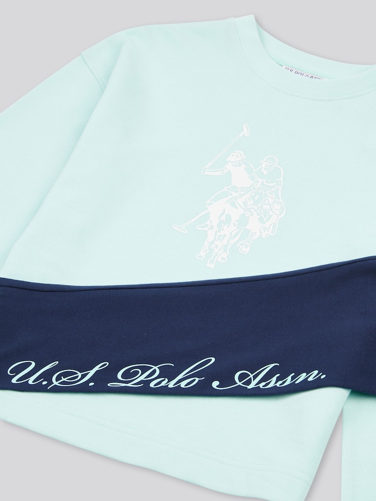 U.S. Polo Assn Blue Girls Graphic Print Boxy Sweat & Leggings Set - Image 5 of 5