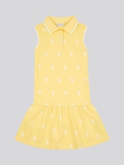 U.S. Polo Assn. Yellow Girls Double Horsemen Print Polo Dress - Image 1 of 3