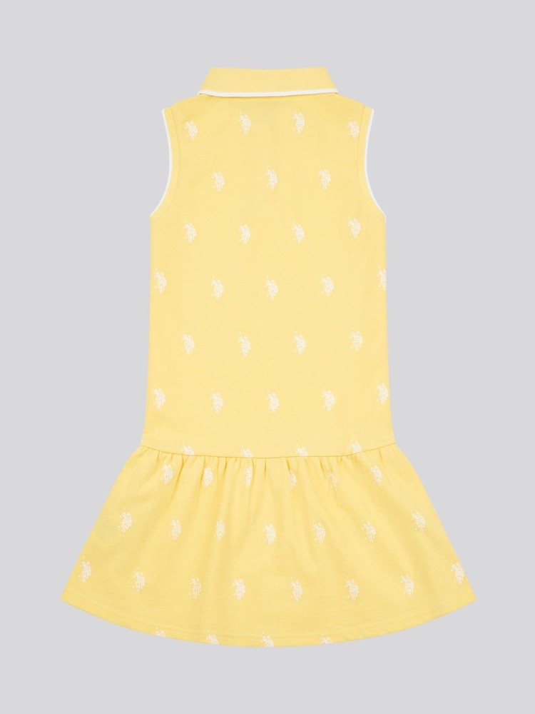 U.S. Polo Assn. Yellow Girls Double Horsemen Print Polo Dress - Image 2 of 3