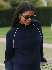 self. Navy Full Zip Sweat Top - Image 5 of 10