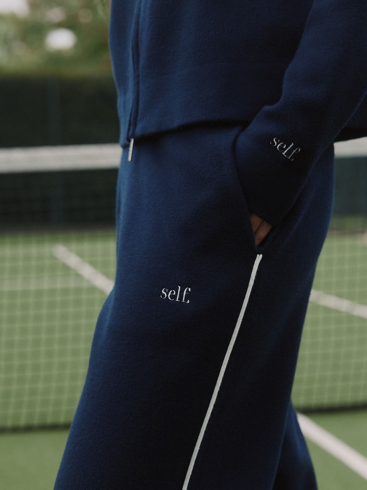 self. Navy Barrell Leg Joggers - Image 6 of 6 self. Navy Barrell Leg Joggers - Image 6 of 6