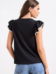 Lipsy Black Crinkle Keyhole Detail Shell Top - Image 4 of 4