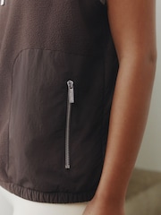 self. Chocolate Brown Microfleece Gillet - Image 5 of 10