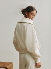 self. Ecru Half Zip Collar Sweatshirt - Image 2 of 13