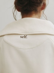 self. Ecru Half Zip Collar Sweatshirt - Image 6 of 13