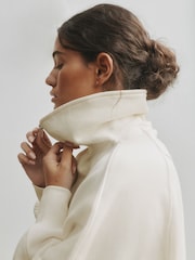 self. Ecru Half Zip Collar Sweatshirt - Image 8 of 13