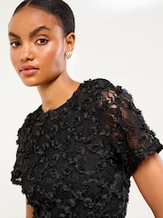 Lipsy Black 3D Lace T-Shirt - Image 3 of 4