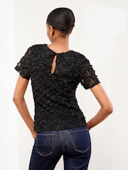 Lipsy Black 3D Lace T-Shirt - Image 4 of 4