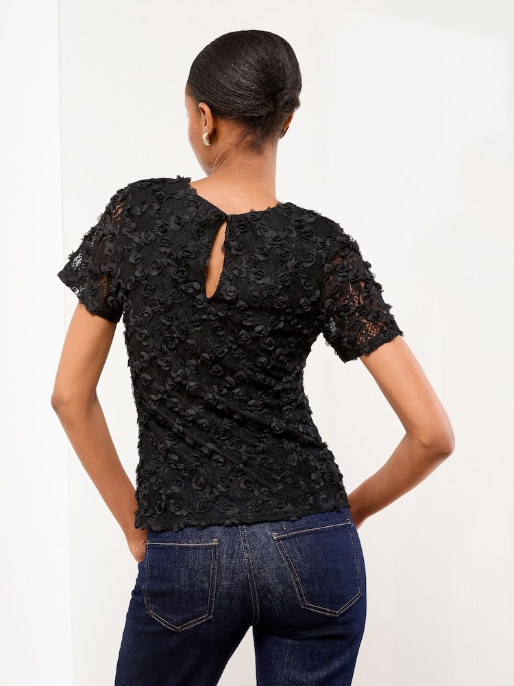Lipsy Black 3D Lace T-Shirt - Image 4 of 4 Lipsy Black 3D Lace T-Shirt - Image 4 of 4