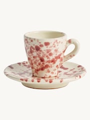 Hot Pottery Set of 4 Cranberry Splatter Espresso Set - Image 2 of 5