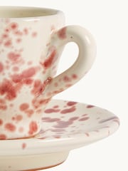Hot Pottery Set of 4 Cranberry Splatter Espresso Set - Image 3 of 5