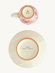 Hot Pottery Set of 4 Cranberry Splatter Espresso Set - Image 5 of 5