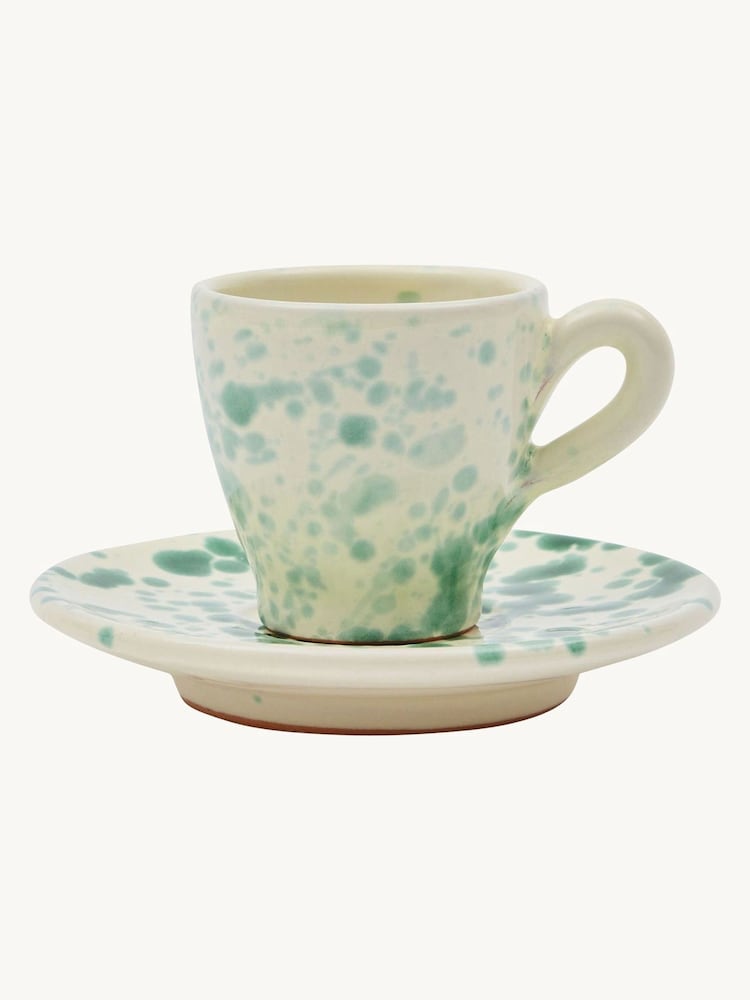 Hot Pottery Set of 4 Pistachio Splatter Espresso Set - Image 2 of 4