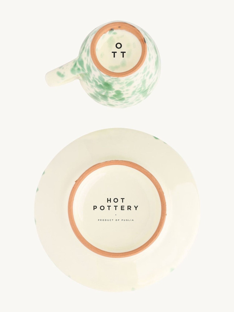 Hot Pottery Set of 4 Pistachio Splatter Espresso Set - Image 4 of 4