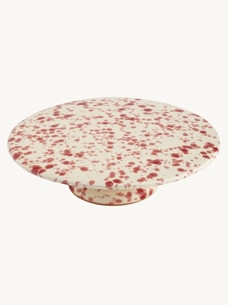 Hot Pottery Cranberry Splatter Cake Stand - Image 2 of 5