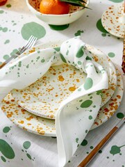 Hot Pottery Set of 4 Pistachio Splatter Linen Napkins - Image 1 of 3