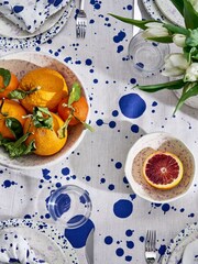 Hot Pottery Blueberry Splatter Linen Tablecloth - Image 2 of 3
