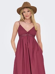 ONLY Red Bow Detail Lace Insert Sleeveless Maxi Dress - Image 1 of 6