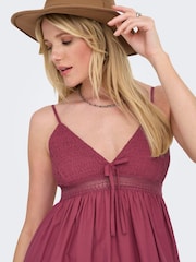 ONLY Red Bow Detail Lace Insert Sleeveless Maxi Dress - Image 4 of 6