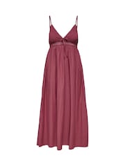 ONLY Red Bow Detail Lace Insert Sleeveless Maxi Dress - Image 6 of 6