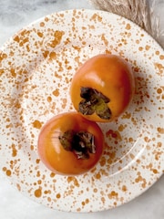 Hot Pottery Set of 4 Burnt Orange Splatter Dinner Plates - Image 1 of 4