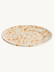 Hot Pottery Set of 4 Burnt Orange Splatter Dinner Plates - Image 2 of 4