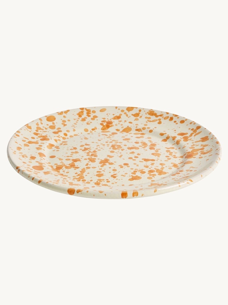 Hot Pottery Set of 4 Burnt Orange Splatter Dinner Plates - Image 2 of 4