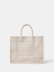 Accessorize Natural Woven Book Tote Bag - Image 1 of 5