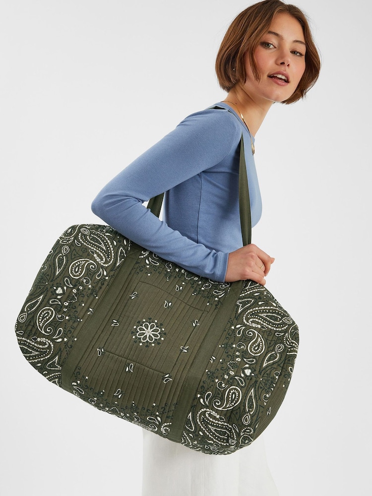 Accessorize Green Quilted Paisley Weekend Bag - Image 5 of 5