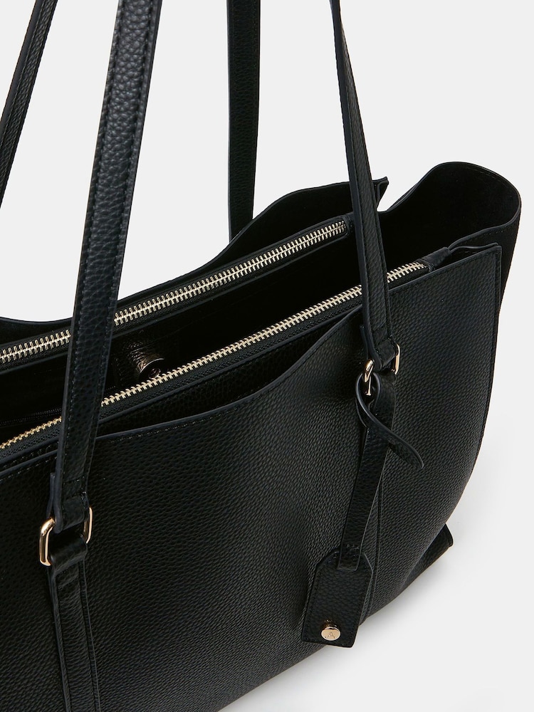 Accessorize Black Double Zip Tote Bag - Image 4 of 4 Accessorize Black Double Zip Tote Bag - Image 4 of 4