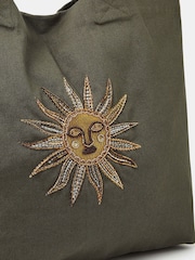 Accessorize Green Sun Embellished Tote Bag - Image 3 of 5