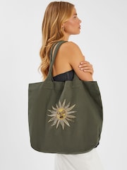 Accessorize Green Sun Embellished Tote Bag - Image 5 of 5