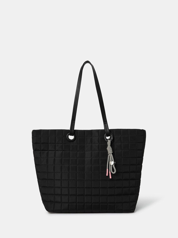 Accessorize Black Quilted Nylon Tote Bag - Image 1 of 5 Accessorize Black Quilted Nylon Tote Bag - Image 1 of 5