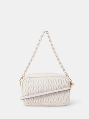 Accessorize Cream Small Ruched Cross-Body Bag - Image 1 of 5