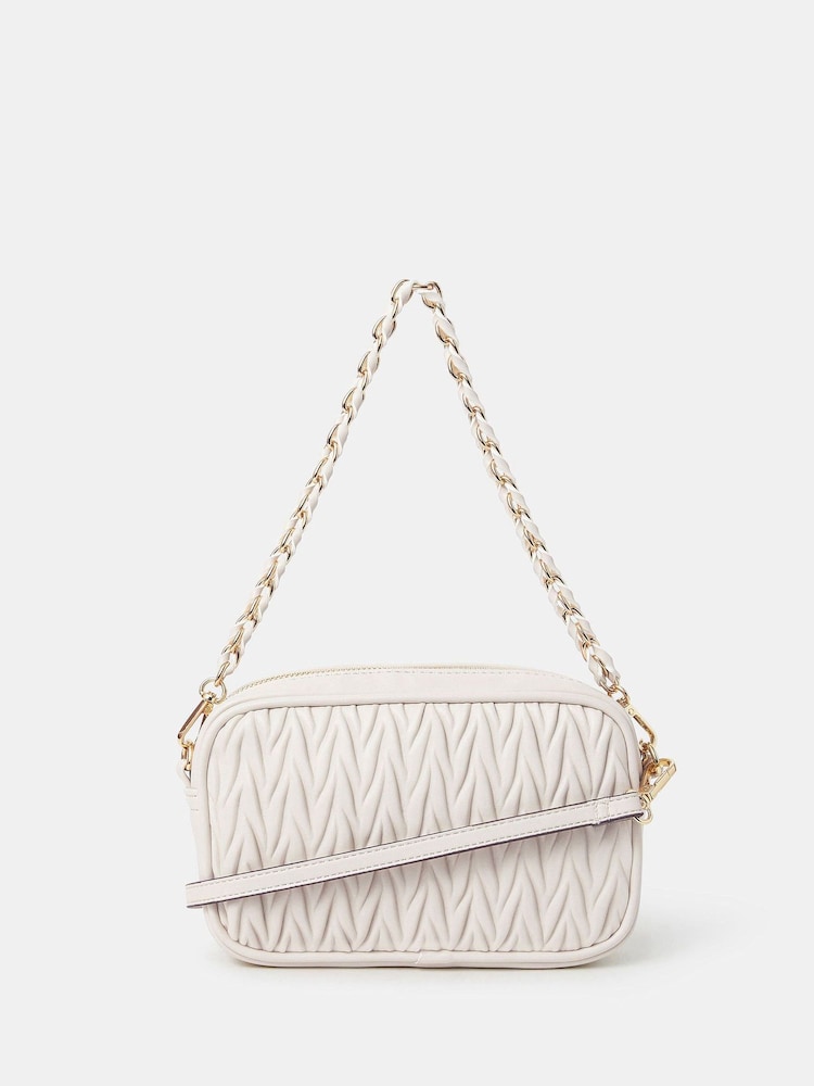 Accessorize Cream Small Ruched Cross-Body Bag - Image 1 of 5 Accessorize Cream Small Ruched Cross-Body Bag - Image 1 of 5