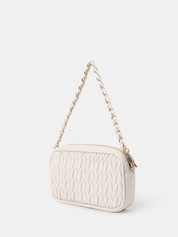 Accessorize Cream Small Ruched Cross-Body Bag - Image 2 of 5 Accessorize Cream Small Ruched Cross-Body Bag - Image 2 of 5
