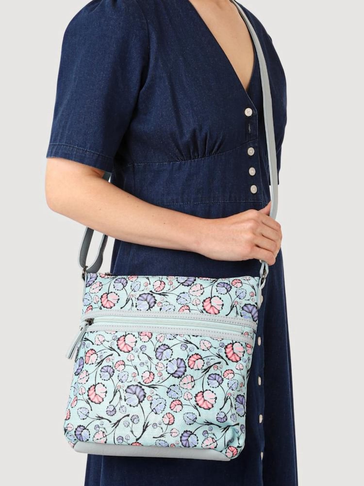 Pavers Blue Floral Print Cross-Body Bag - Image 4 of 4 Pavers Blue Floral Print Cross-Body Bag - Image 4 of 4