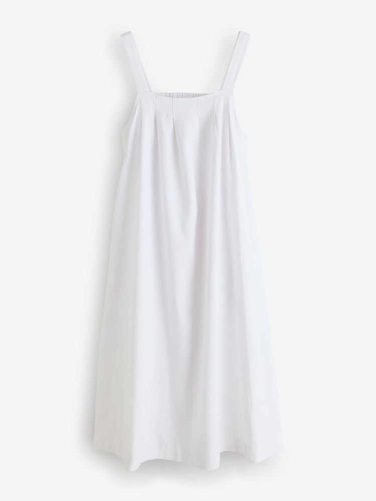 White Linen Blend Trapeze Maxi Dress - Image 1 of 1