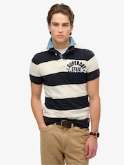 Superdry Blue Vintage Athletic Jersey Polo Shirt - Image 1 of 6