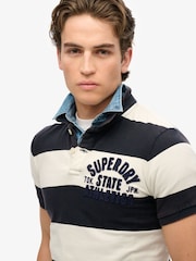 Superdry Blue Vintage Athletic Jersey Polo Shirt - Image 4 of 6