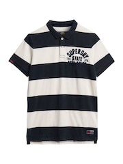 Superdry Blue Vintage Athletic Jersey Polo Shirt - Image 5 of 6