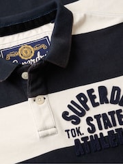 Superdry Blue Vintage Athletic Jersey Polo Shirt - Image 6 of 6