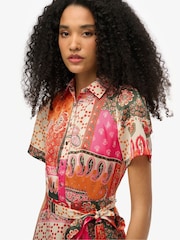Superdry Pink Patchwork Mini Shirt Dress - Image 4 of 8