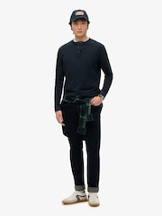 Superdry Blue Lightweight Textured Grandad Top - Image 3 of 6